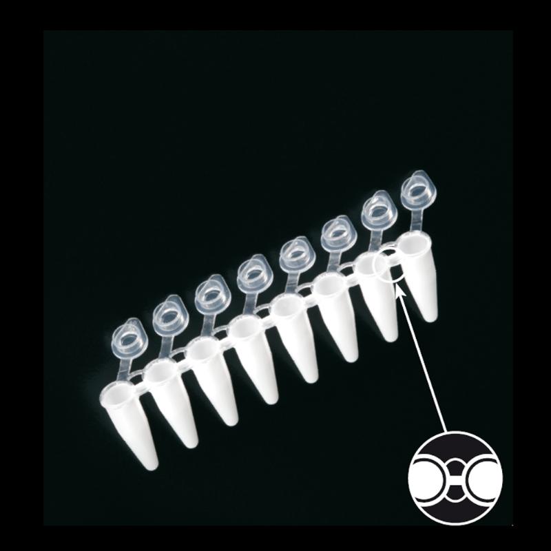 МІКРОПРОБІРКИ, 0.2 МЛ В СТРИПАХ ПО 8 ШТ, БІЛІ З ПЛАСК. КРИШ., ПЛР REAL TIME